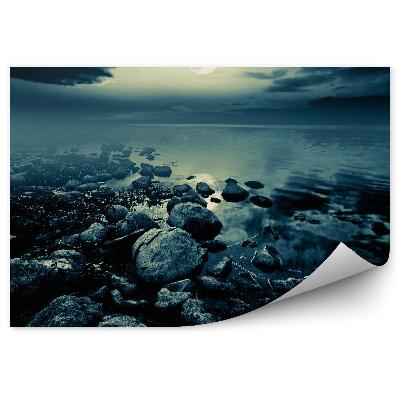 Fototapeta na stenu Kamene voda mesiac mraky