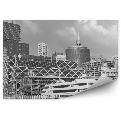 Fototapeta na stenu Mrakodrapy oceán jachty obloha mraky sépia Sydney