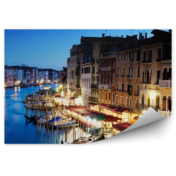 Fototapeta Canal Grande Benátky budovy lode svetla Taliansko