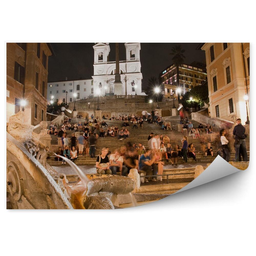 Fototapeta Kostol Trinità dei Monti budovy schody fontána noc ľudia