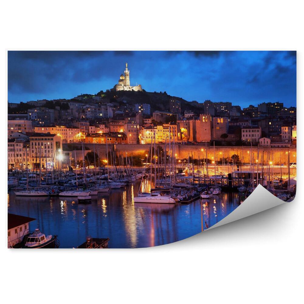 Fototapeta Marseille Francúzsko panoráma v nočnom prístave