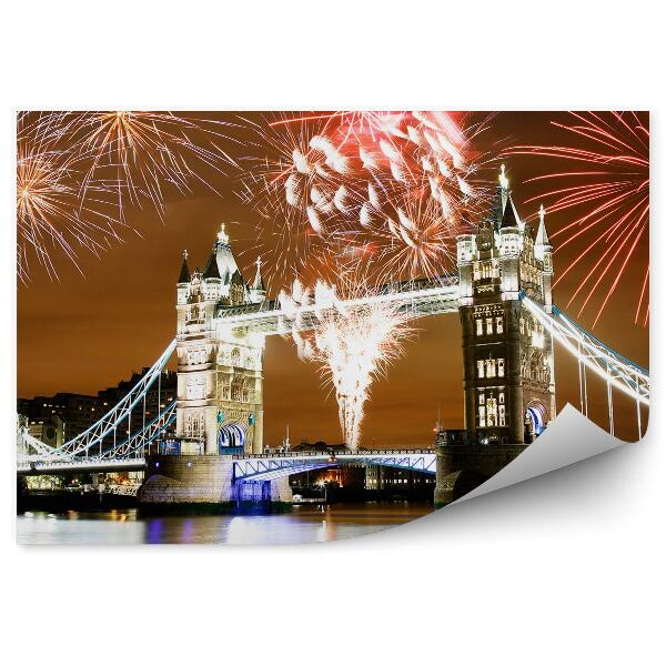 Fototapeta Ohňostroj nad Tower Bridge londýnske nočné farby svetla