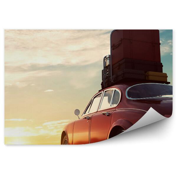 Fototapeta na stenu Červené Retro Auto Wlaizki Cesta