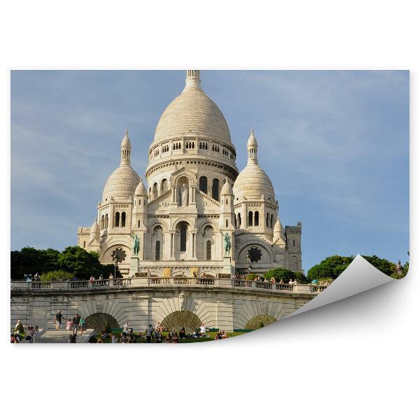 Fototapeta na stenu Bazilika Sacre Coeur Paríž ľudia schody stromy nebo