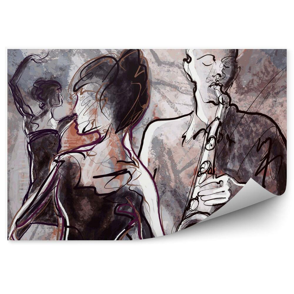 Fototapeta Abstraktná džezová kapela s tanečníkmi