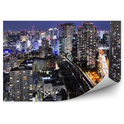 Fototapeta na stenu Mrakodrapy cestná doprava nočné svetlá Tokio