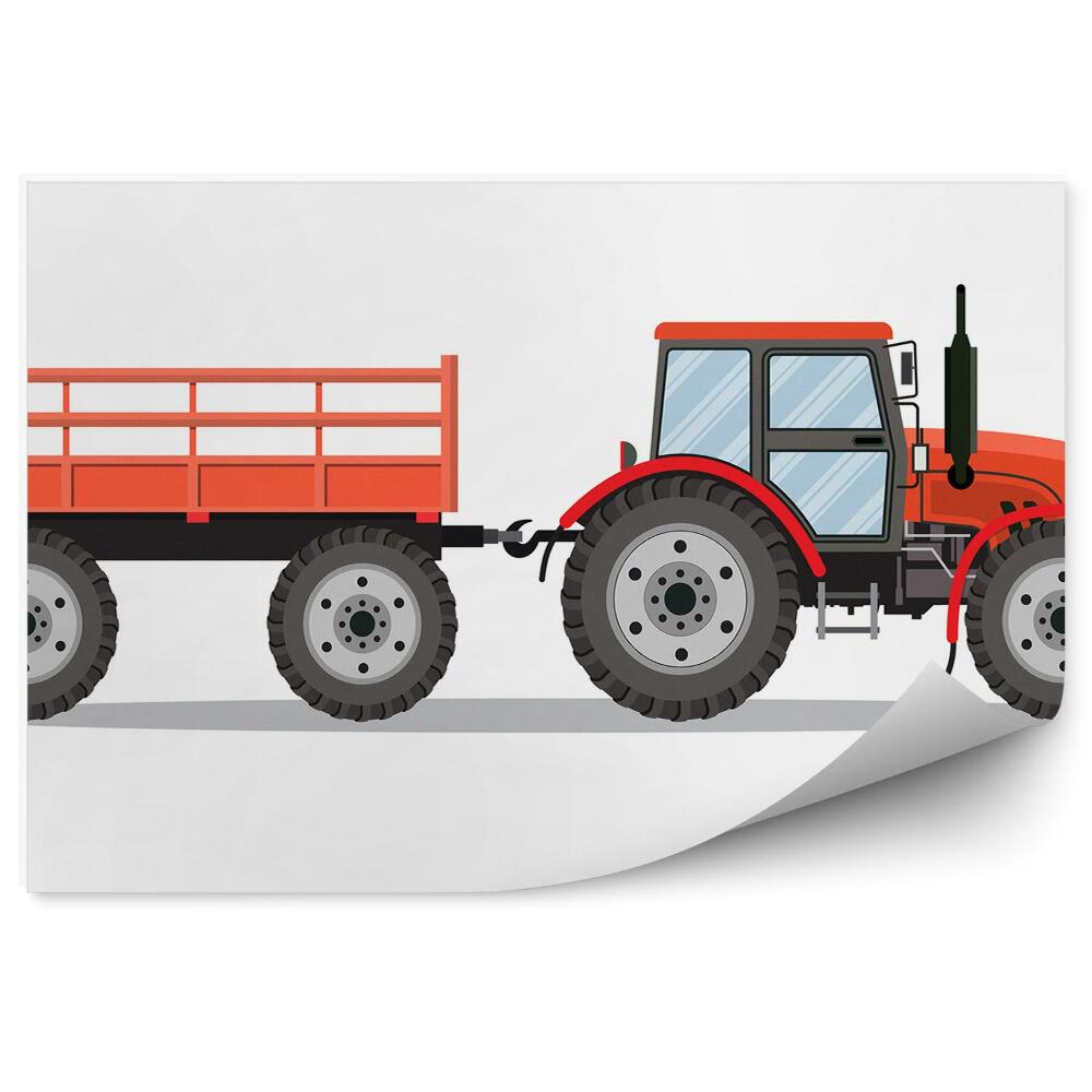 Fototapeta na stenu Traktor s prívesom auto dedina