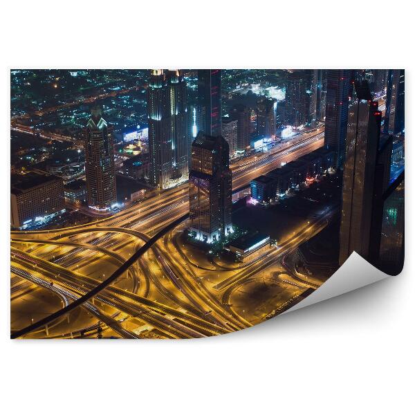 Fototapeta Pohľad z vtáčej perspektívy mrakodrapy ulice svetlá Dubaj