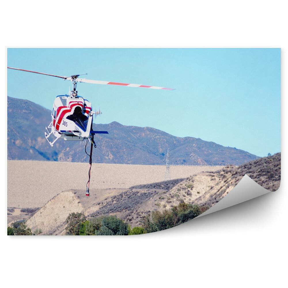 Fototapeta na stenu Vrtuľník Na Kopci Dopravná Obloha