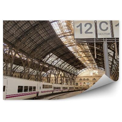 Fototapeta na stenu Železniška postaja vlaki prometni znak