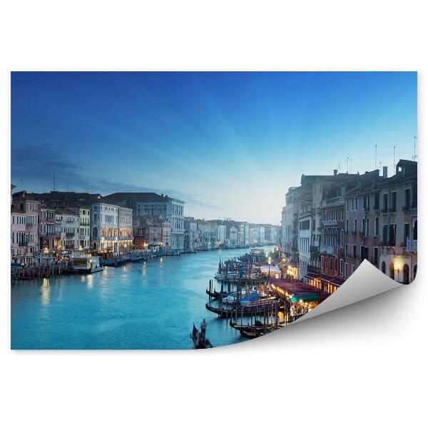 Fototapeta Canal Grande Benátky budovy lode svetla gondoly lúče