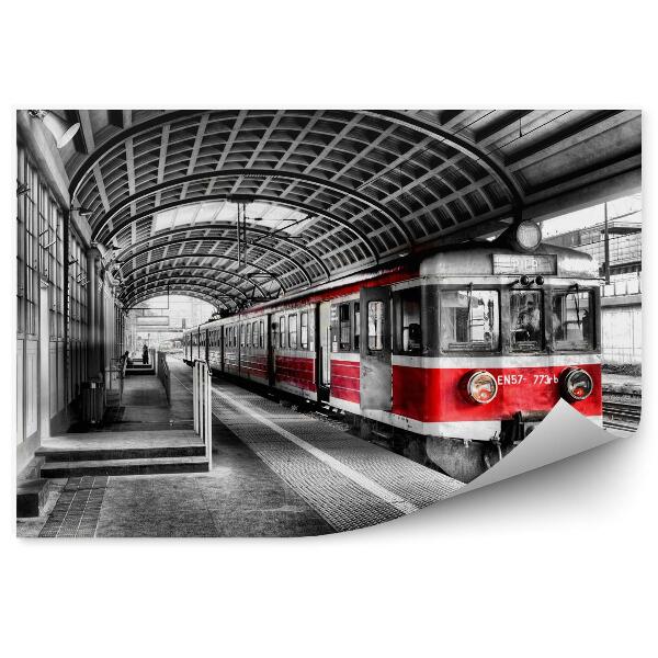 Fototapeta na stenu Červená vlaková stanica