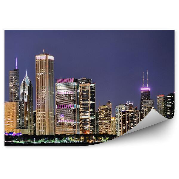 Fototapeta na stenu Chicago mrakodrapy svetlá noc