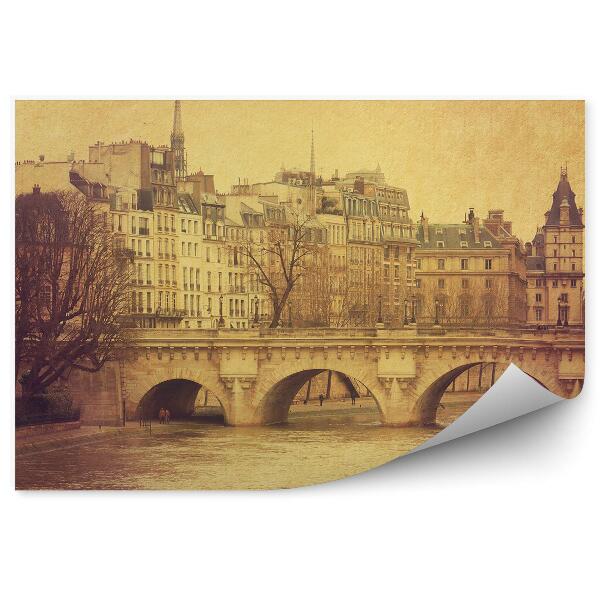 Fototapeta Retro pohľad na Paríž Francúzsko Seina