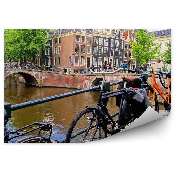 Fototapeta na stenu Amsterdamski kanal most s kolesi mesto