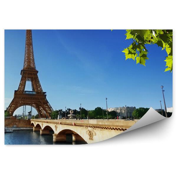 Fototapeta Reka Pariz eifflov stolp drevesa