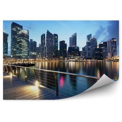 Fototapeta Mrakodrapy loď promenáda oceán Singapur