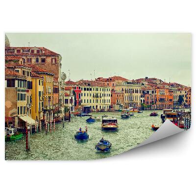 Fototapeta na stenu Lode kvety kanál Grande Benátky budovy mraky