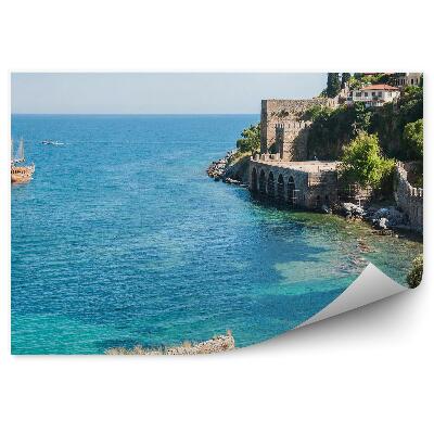 Fototapeta Staré Mesto Loď Stromy Les More Obloha Mraky