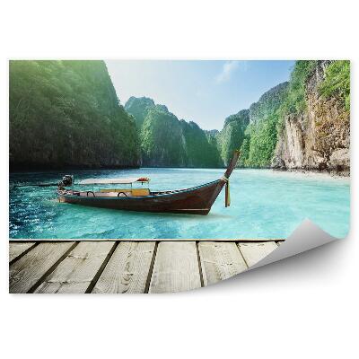 Fototapeta na stenu Thajsko Skaly Mólo Loď Modrá Voda