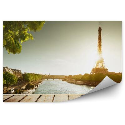 Fototapeta Budovy Most Stromy Eiffelova Veža Stromy Sekvoja Drevená Terasa