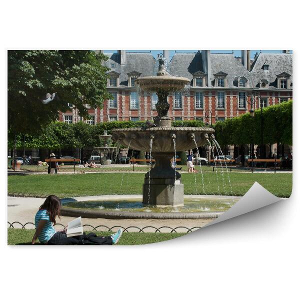 Fototapeta Námestie Ľudovíta XIII fontána stromy nebo Paríž Francúzsko