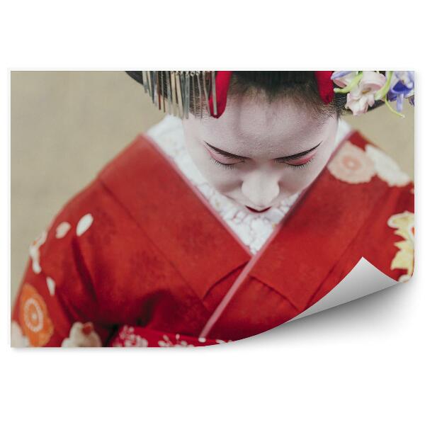 Fototapeta Make-Up Gejša Kimono Žena V Detailnom Zábere