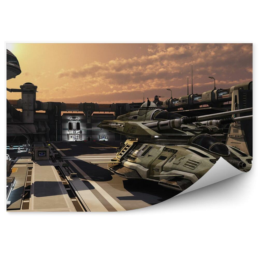 Fototapeta Tanková futuristická vojenská základňa