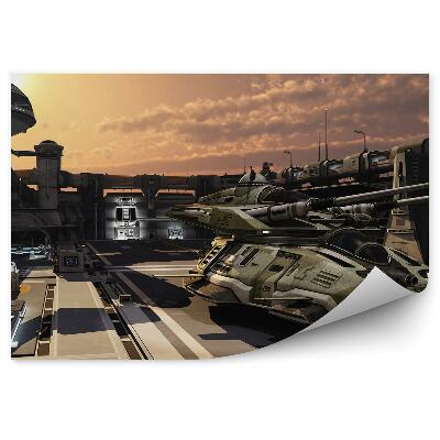Fototapeta Tanková futuristická vojenská základňa