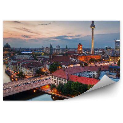 Fototapeta Pohľad z vtáčej perspektívy Berlín budovy cesty autá televízna veža