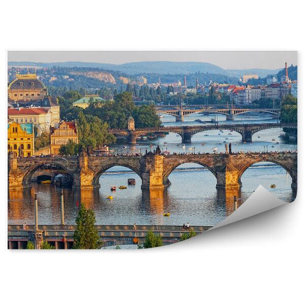 Fototapeta na stenu Vltava pogled s ptičje perspektive mostovi turisti