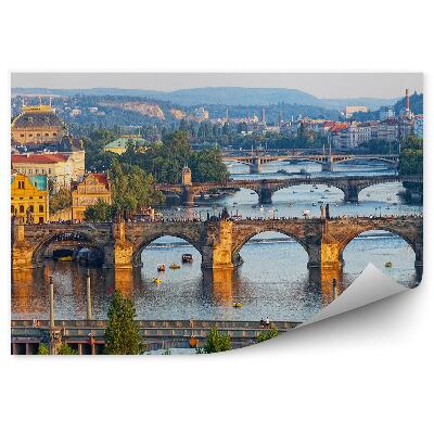 Fototapeta na stenu Vltava pogled s ptičje perspektive mostovi turisti