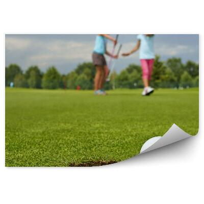 Fototapeta na stenu Žogica za golf luknja otroški voziček oblaki neba drevesa