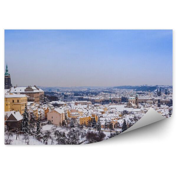 Fototapeta Praha panoráma mesta zima sneh