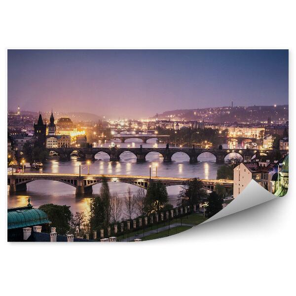 Fototapeta na stenu Mosty panoráma Praha nočné svetlo