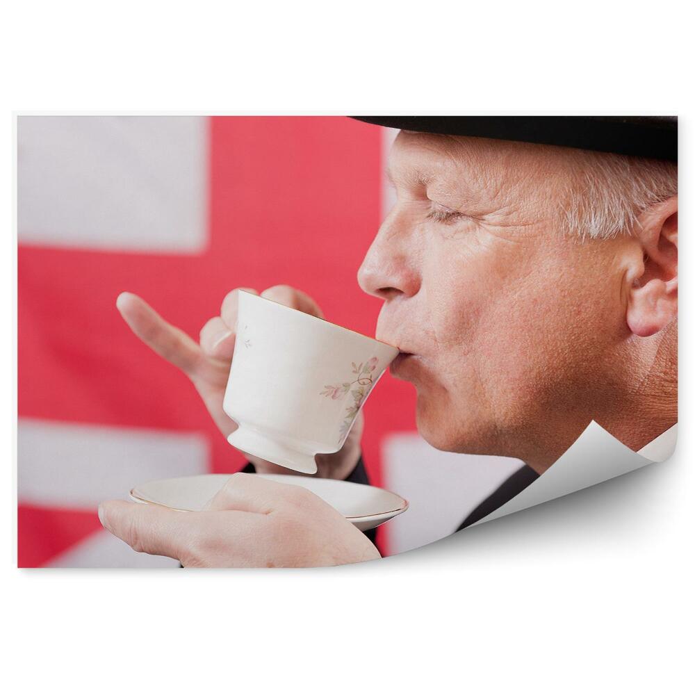Fototapeta na stenu Anglický čaj vlajka muž
