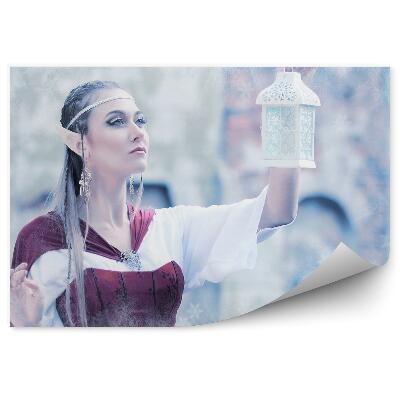 Fototapeta na stenu Zimný škriatok princezná lampáš