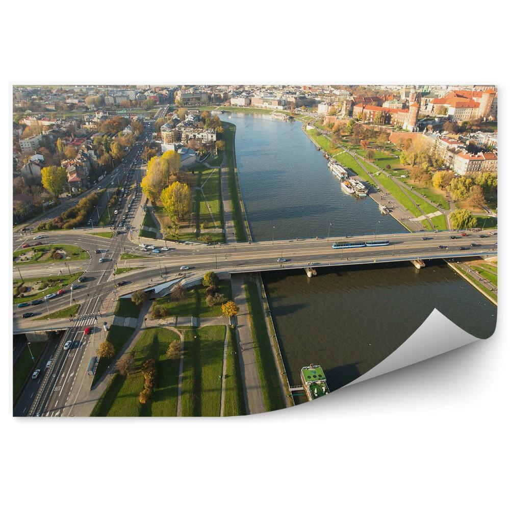 Fototapeta Pohľad z vtáčej perspektívy rieka Visla Krakov