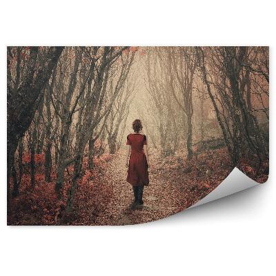 Fototapeta Mlžný les jeseň žena