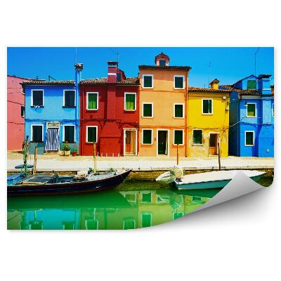 Fototapeta na stenu Benátky hory ostrov burano kanál farebné domy a lode