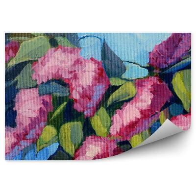 Fototapeta na stenu Listy Šeříkového Kríka Modré Pozadie Maľované