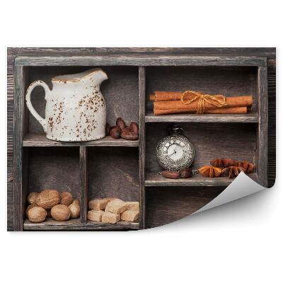 Fototapeta Horká čokoláda a korenie Vintage v drevenej škatuľke