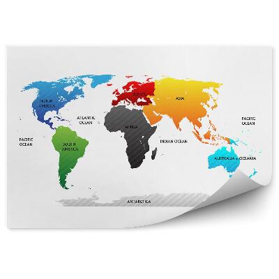 Fototapeta na stenu Mapa sveta s vyznačenými kontinentmi