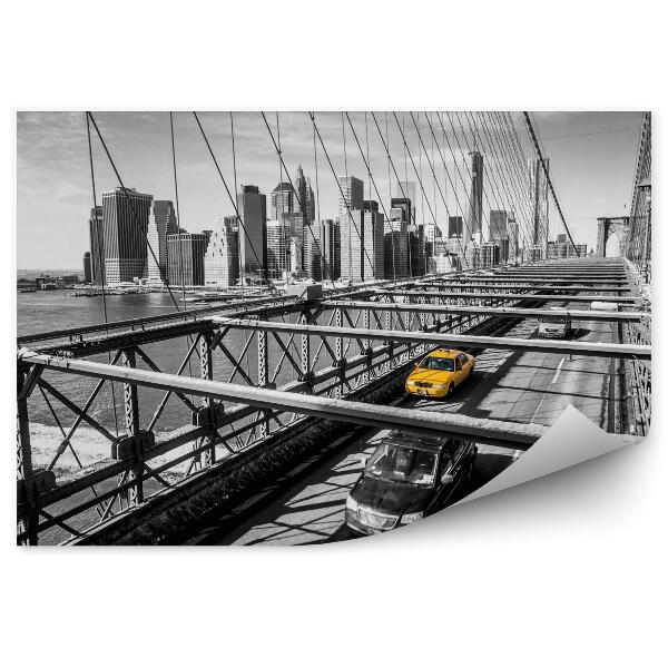 Fototapeta Taxík prechádzajúci cez Brooklynský most v New Yorku