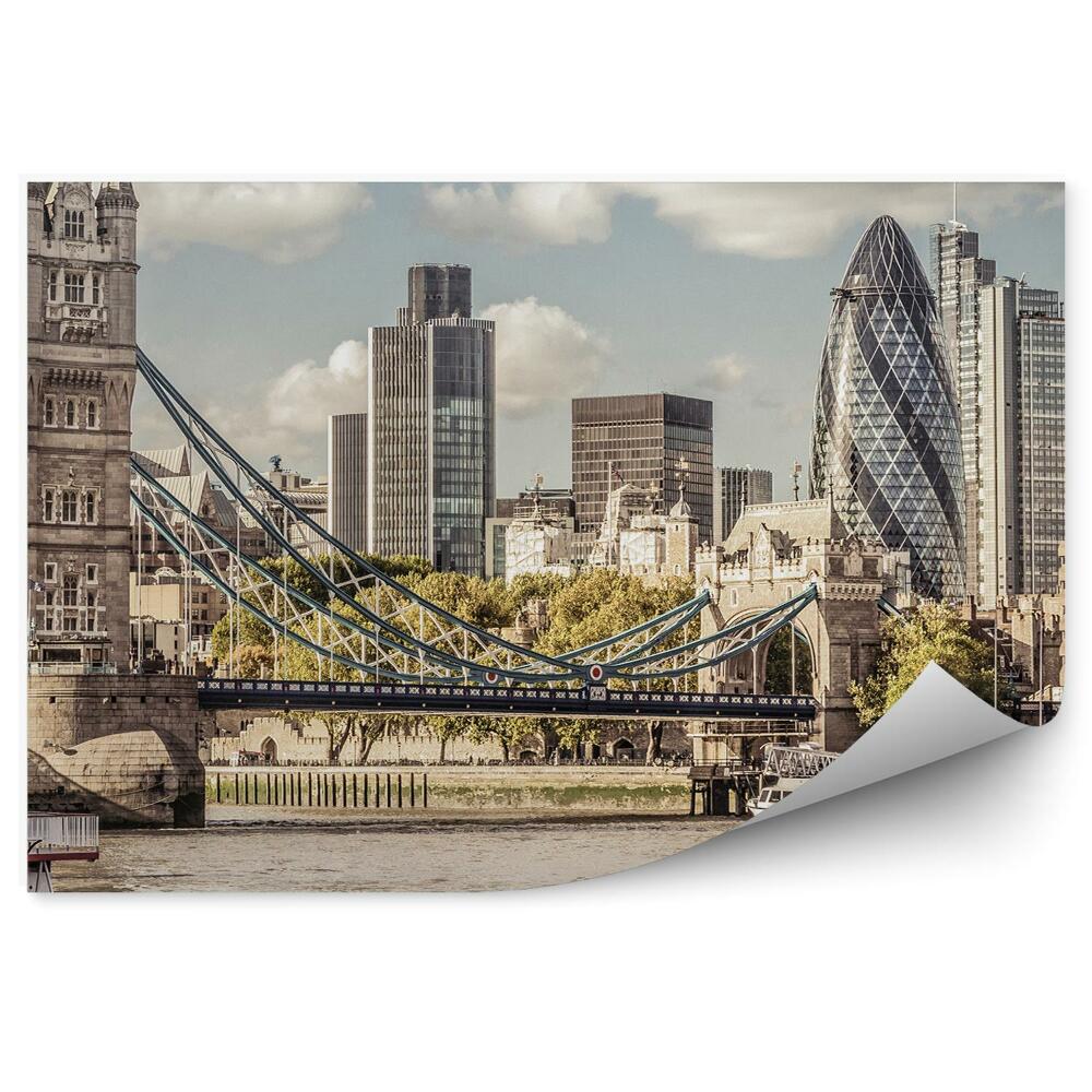 Fototapeta Budovy most nad Temžou veža lode mraky oblohy Londýn