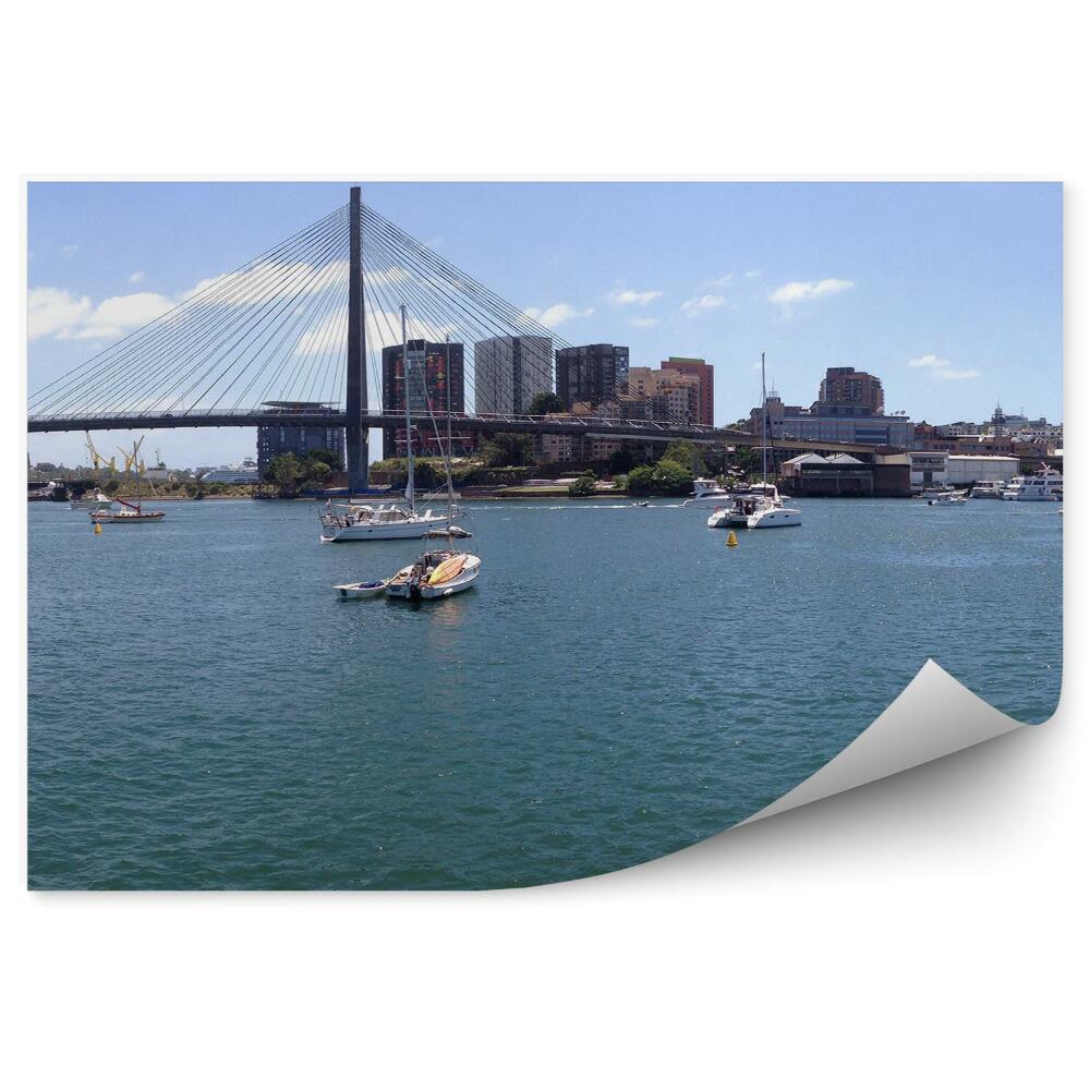 Fototapeta Budovy panoramatický most anzac jachty obloha mraky