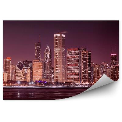 Fototapeta Chicago mrakodrapy svetlá noc oceán