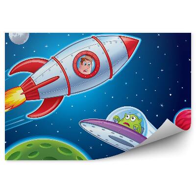 Fototapeta Vesmírny človek planéta loď vesmírny človek v rakete