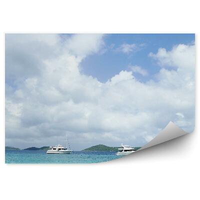 Fototapeta Jachty oceán hory obloha mraky