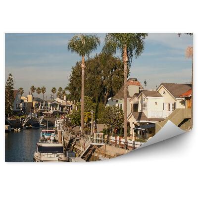 Fototapeta Neapol kanál budovy palmy jachty